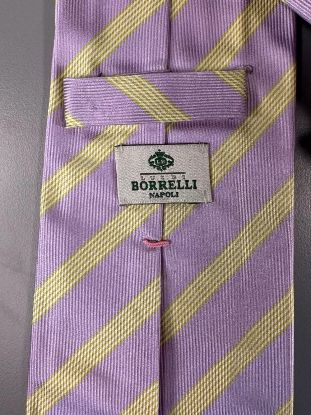 Luigi Borrelli Napoli Lavender & Lime 100% Silk Made in Italy EUC